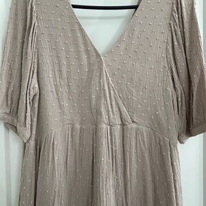Monk & Lou V-Neck Dress in Light Taupe